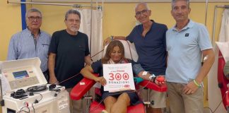 Al centro trasfusionale del Policlinico la presidente della FIDAS festeggia la sua 300^ donazione
